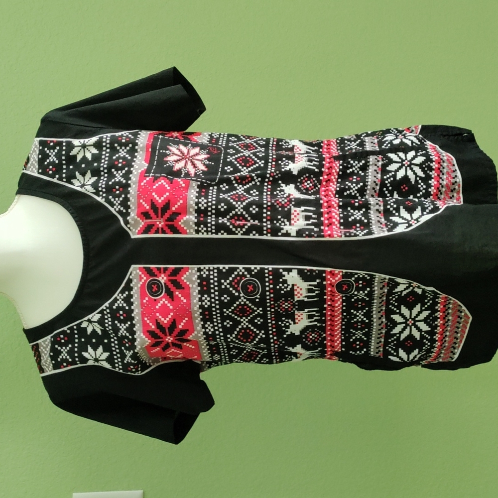 koi Ugly Christmas Sweater scrub top